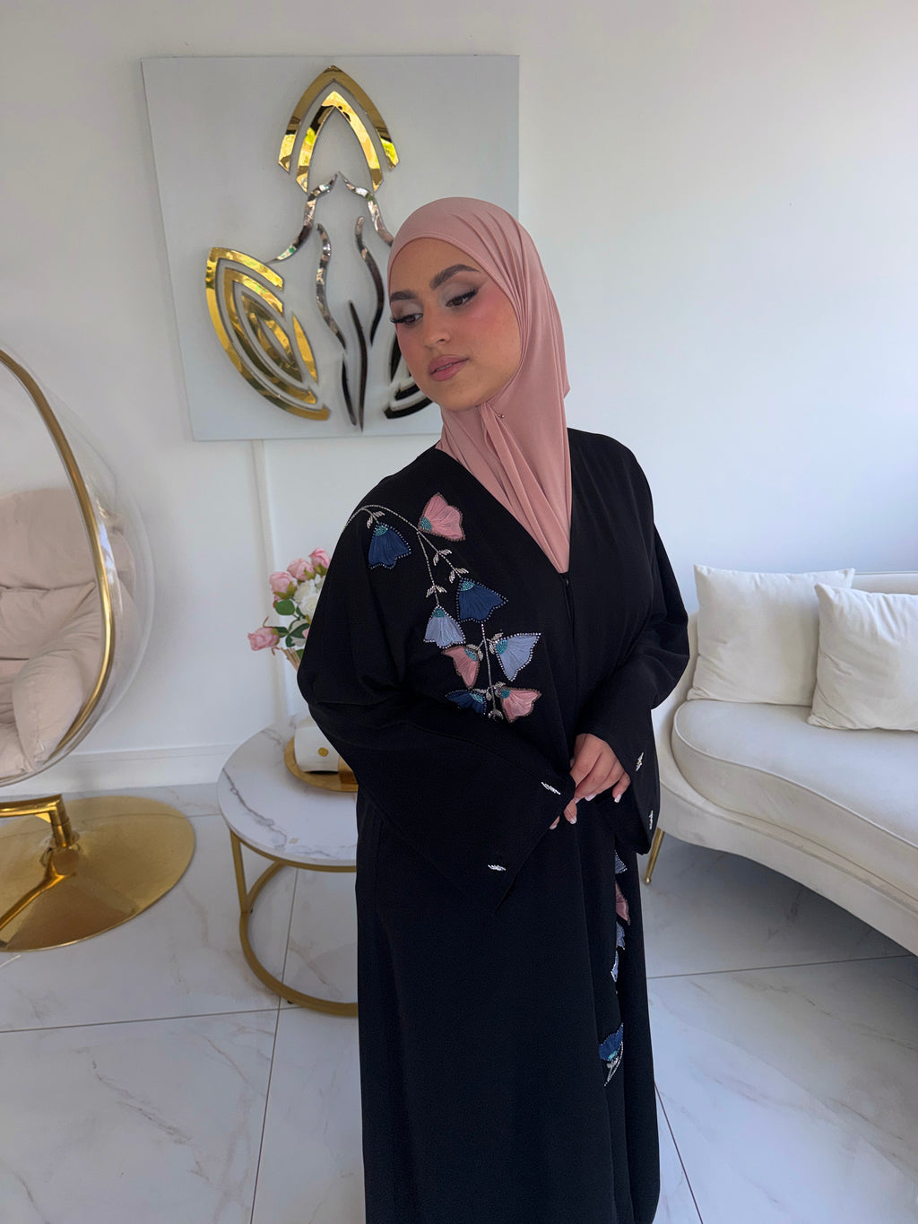 Floral abaya Pink/Blue